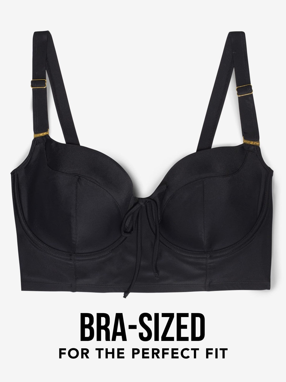 Women's 42D Black Underwire Bikini Top, Lightly Lined Swimwear
