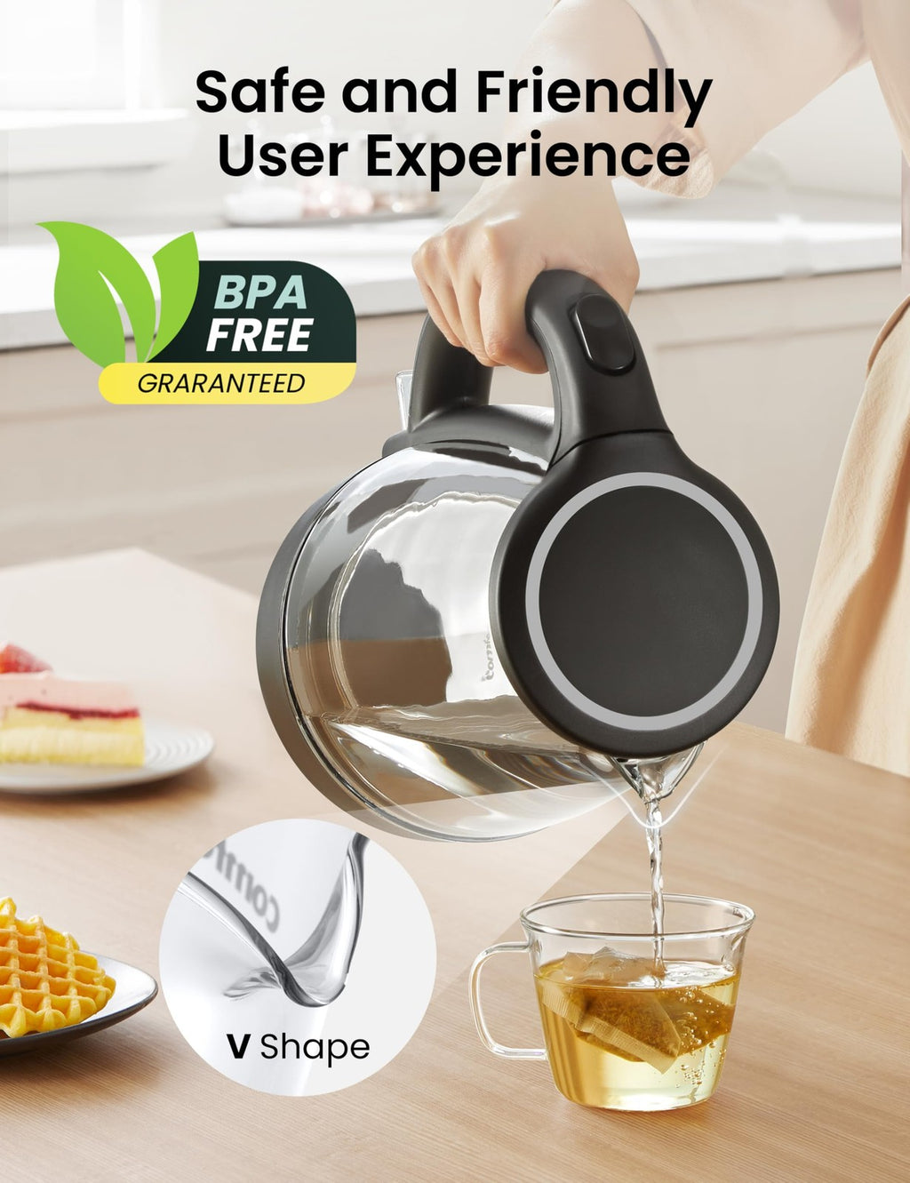 1500W COMFEE' Electric Kettle, 1.7L Glass, Boil-Dry Protection, BPA Free