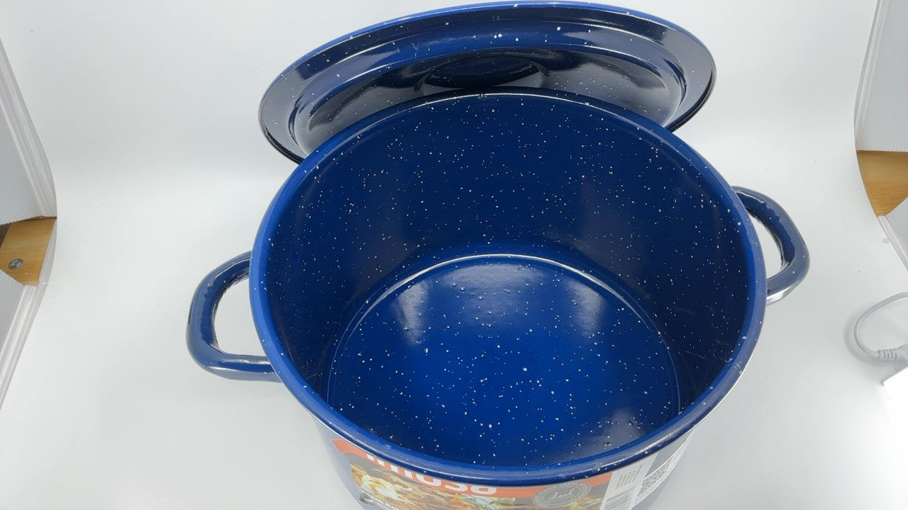 Blue Speckled Enamel Stock Pot 6Qt w/ Lid, IMUSA Kitchen Essential