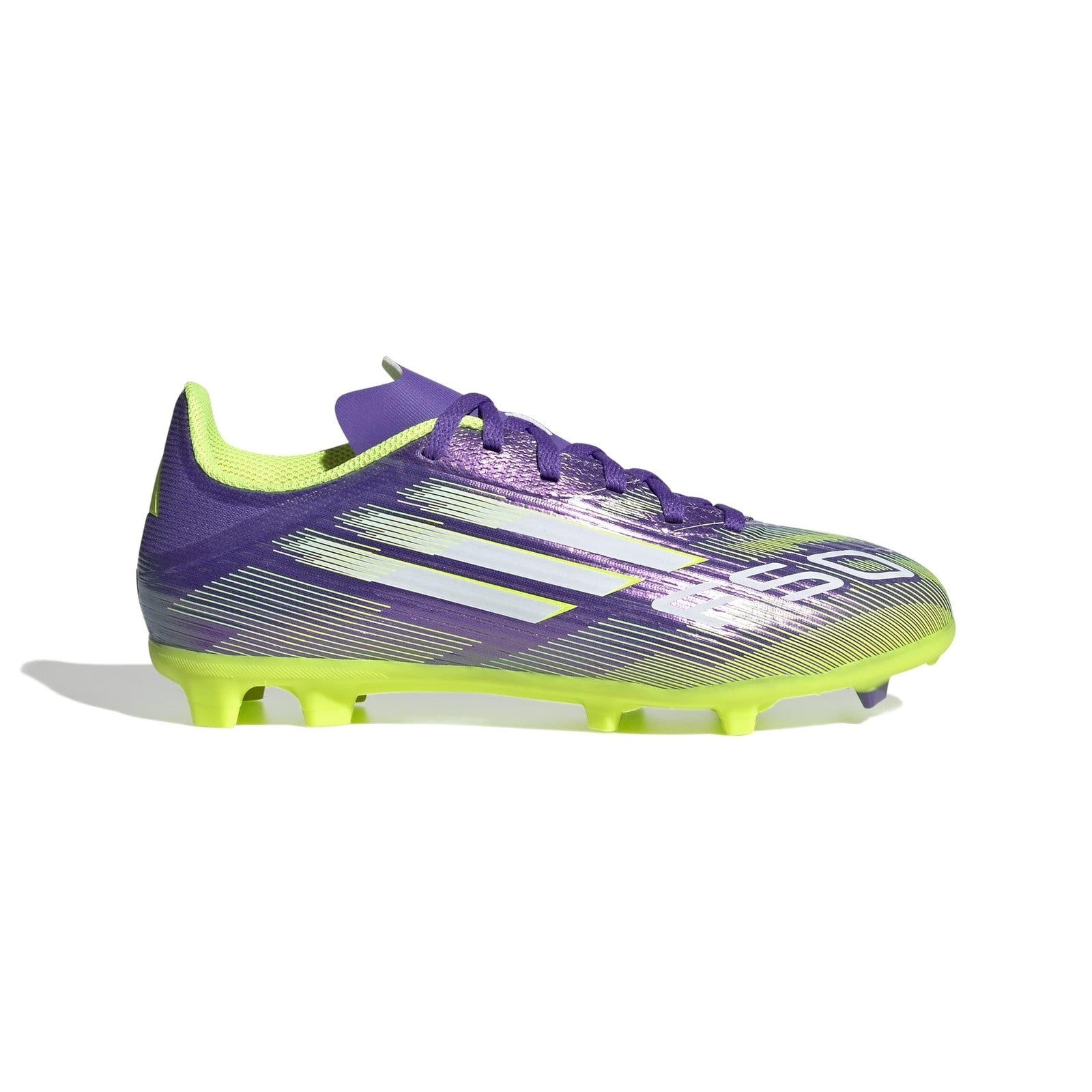 adidas F50 League Firm Ground Soccer Shoes, Purple Rush/White, 6 Big Kid