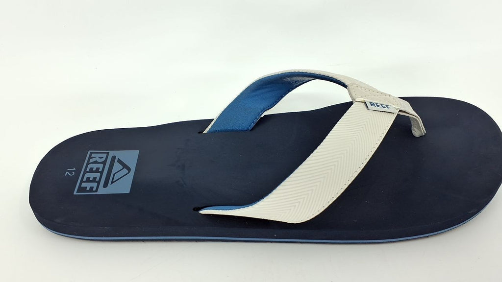 Reef Twinpin Mens Flip Flops 12 Grey/Navy Water Friendly Cushion Footbed