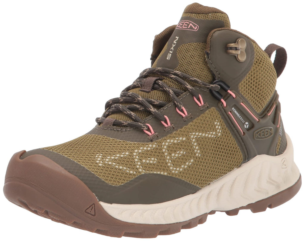 KEEN Women's NXIS Evo Mid Hiking Boots, 9 US, Olive Drab/Silver Birch