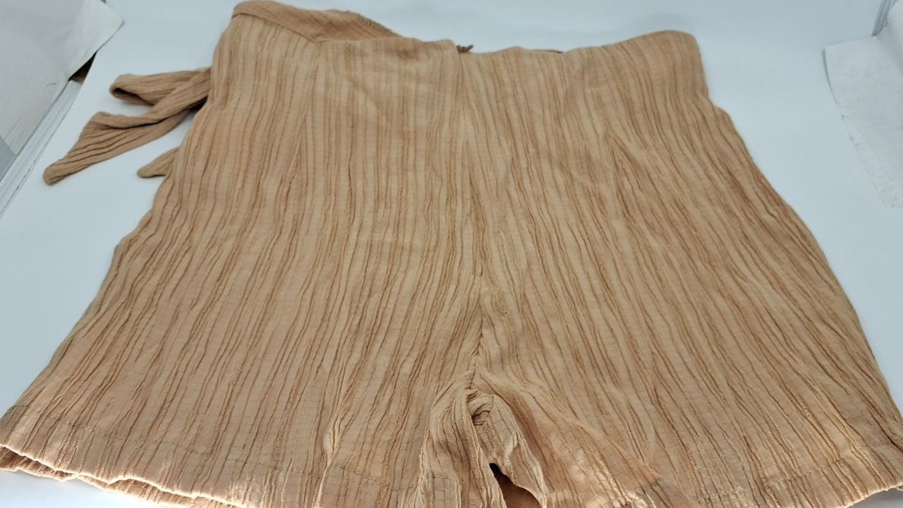 Summer High Waist Mini Skorts w/ Knot & Zipper Pure Apricot Medium
