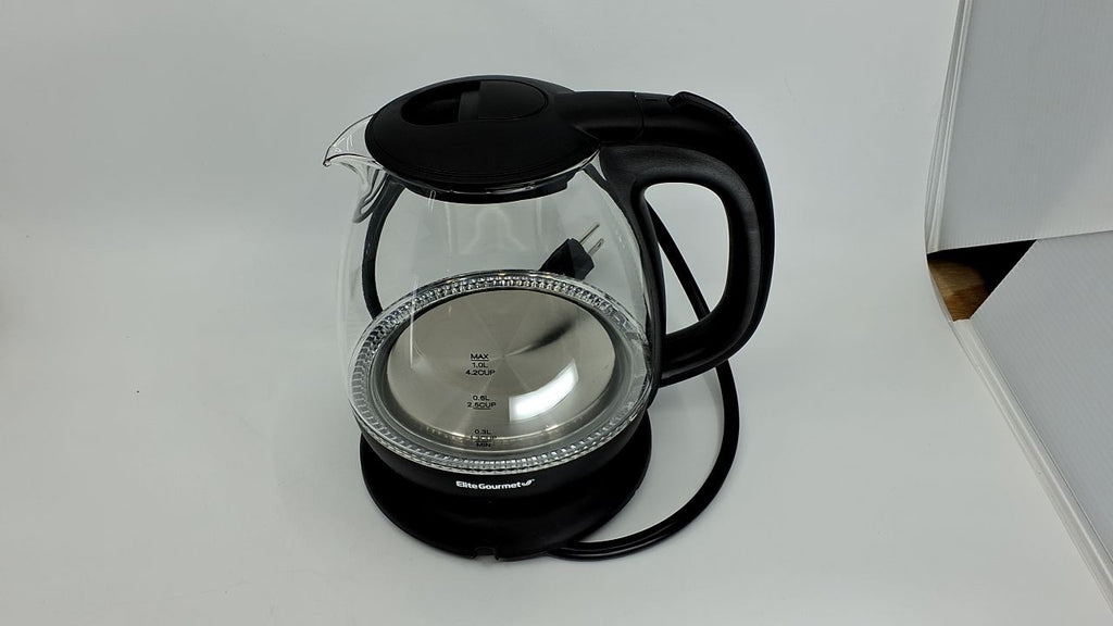Elite Gourmet EKT1001 1L Glass Kettle Cordless 1100W w/ Auto Shut-Off