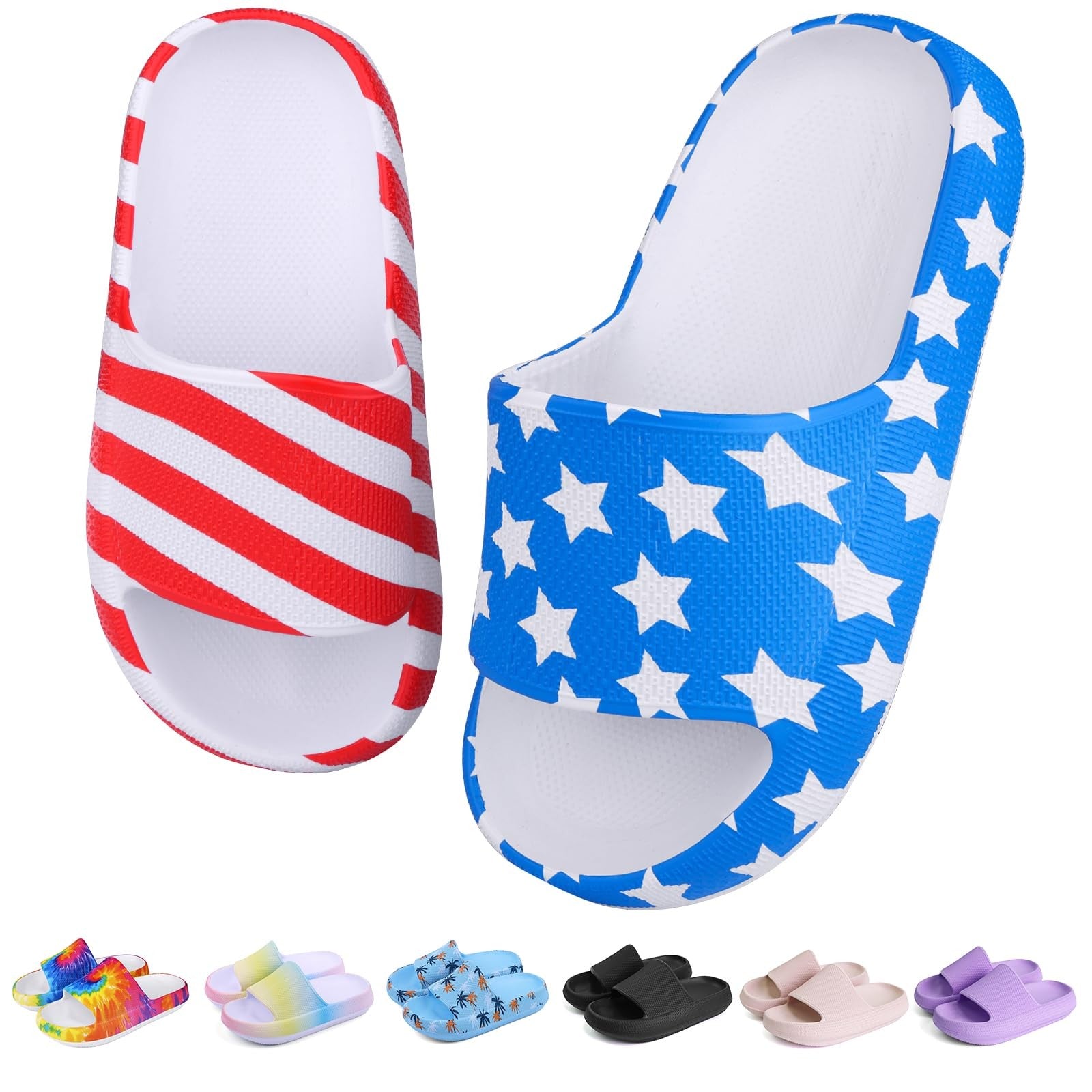Kids Cloud Slides Girls Shower Slippers 1 Little Kid Stars Stripes