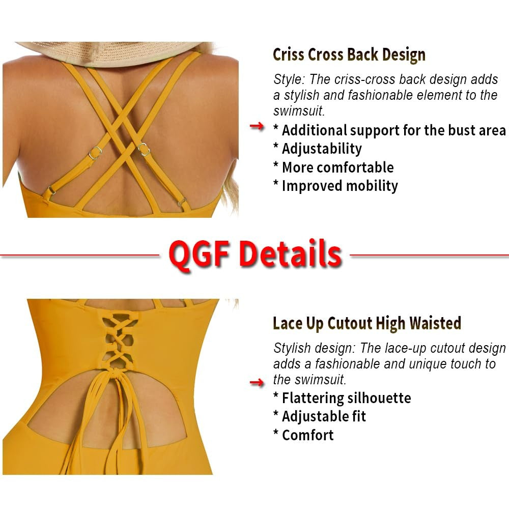 One Piece Swimsuit for Women - Tummy Control, Criss Cross Back, X-Large