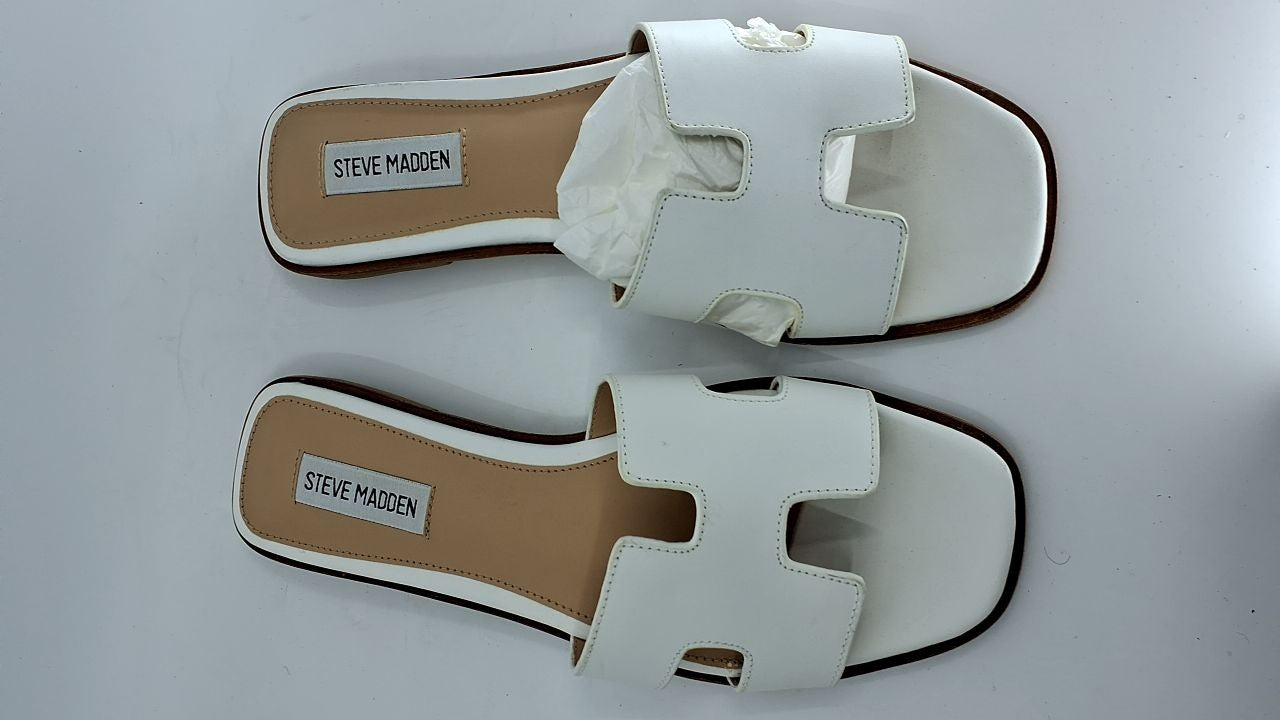 Steve Madden Women's Hadyn Sandal, White Leather, 8.5