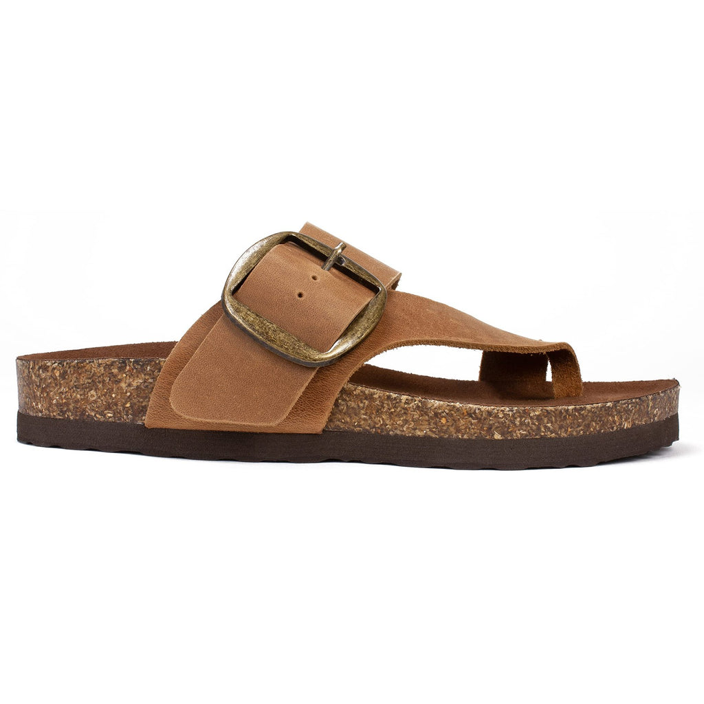 WHITE MOUNTAIN Women's Harley Footbed Sandal, Whiskey/Leather, 7 M