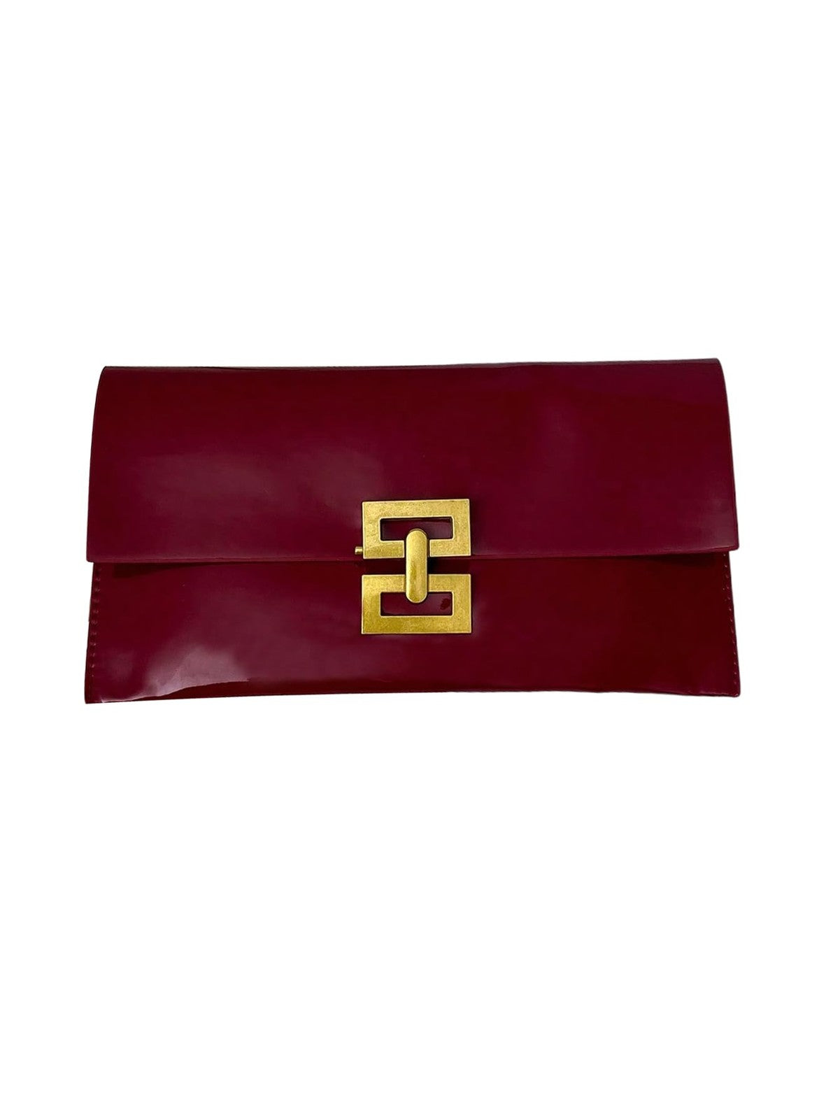 Burgundy Metallic Clutch Evening Bag, One Size, Envelope Design