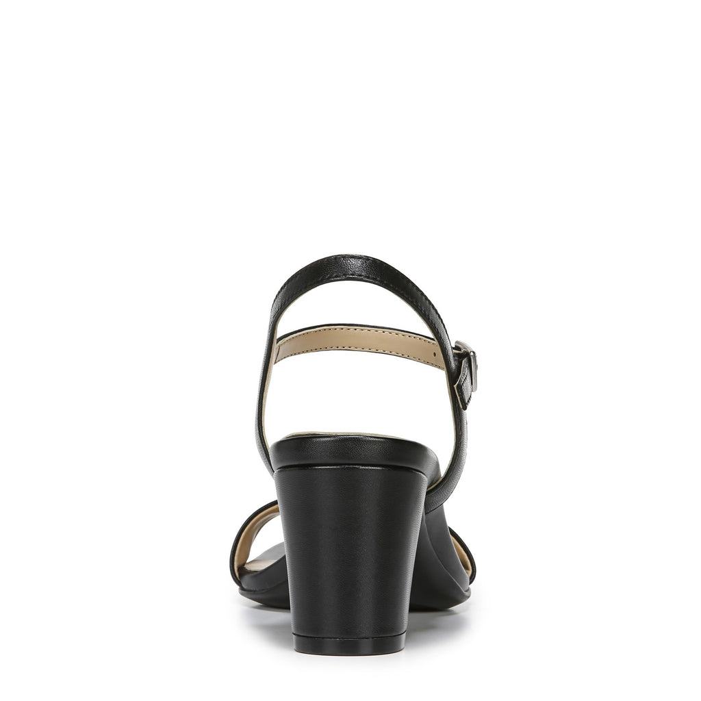 Naturalizer Bristol Ankle Strap Block Heel Sandal Black Smooth 10W