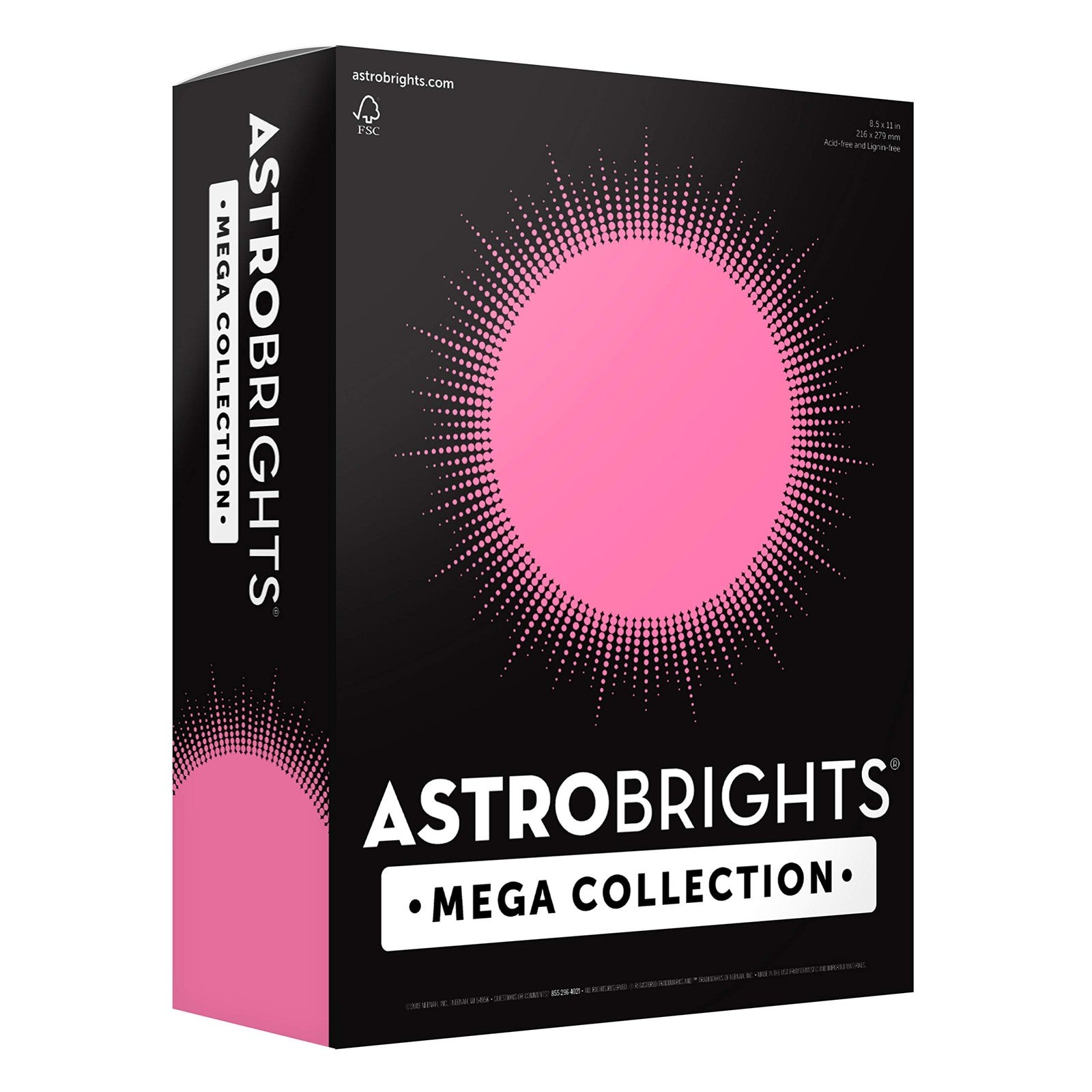 Astrobrights Mega Collection, 320 Sheets Neon Pink Cardstock, 65 lb