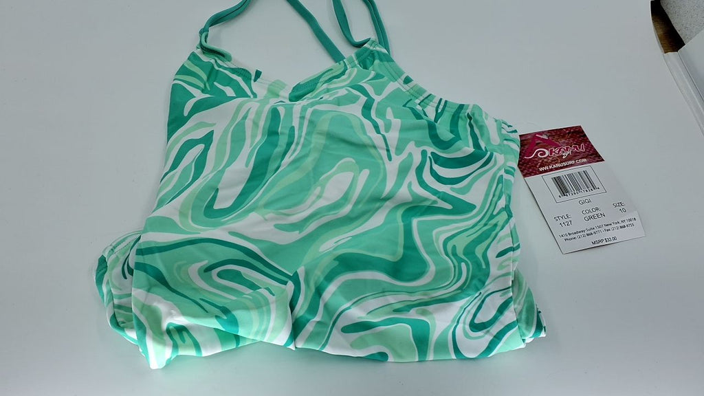 Kanu Surf Girls' Hurricane Beach Sport UPF 50+ 1-Piece Swimsuit, Gigi Green,10