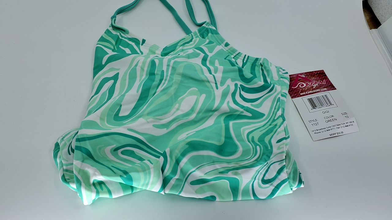Kanu Surf Girls' Hurricane Beach Sport UPF 50+ 1-Piece Swimsuit, Gigi Green,10