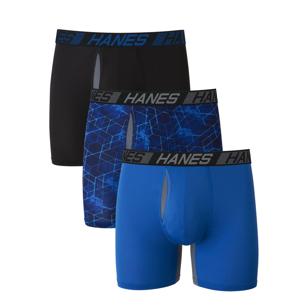 Hanes X-Temp Boxer Briefs, X-Large, 3-Pack, Moisture-Wicking Underwear