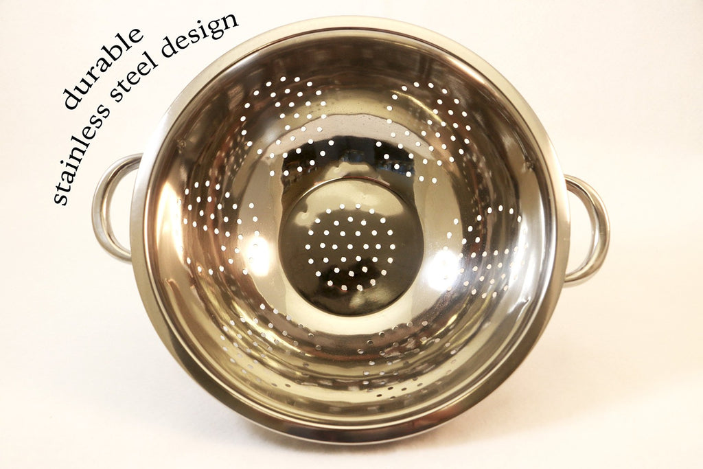5Qt Stainless Steel Colander - Heavy Duty, Easy Grip, Dishwasher Safe