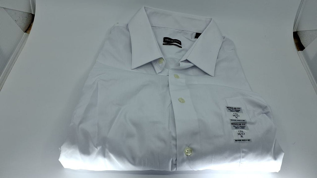 Van Heusen Men's Dress Shirt Regular Fit White 17.5" Neck 36-37" Sleeve