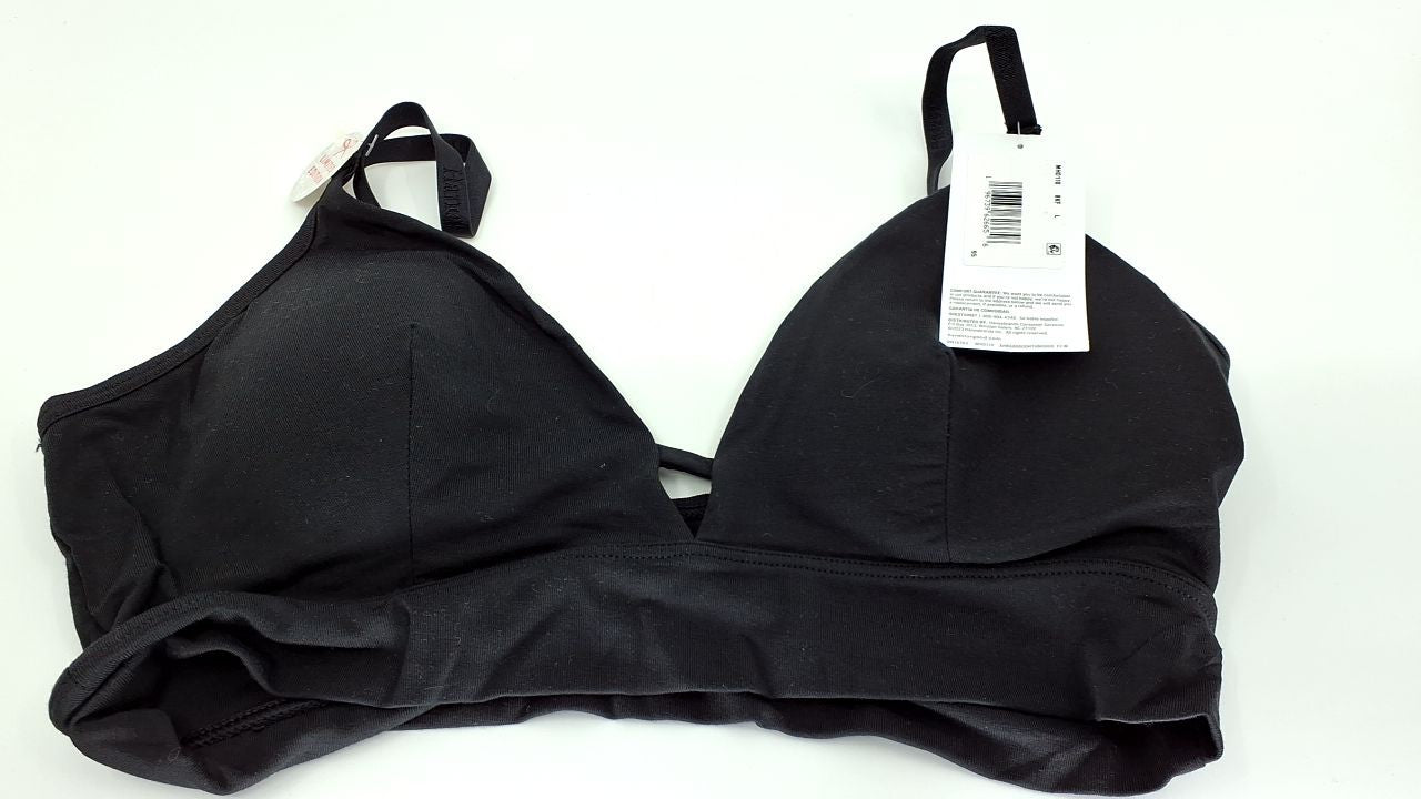 Hanes Women's Large Black Triangle Bralette, Bamboo Viscose, Comfortable Fit