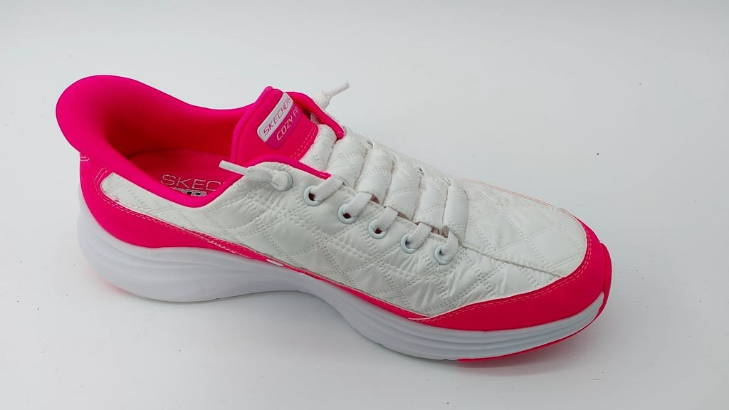 Skechers Sport Women's Cozy Fit Slip-Ins Sneaker, White/Hot Pink, Size 9
