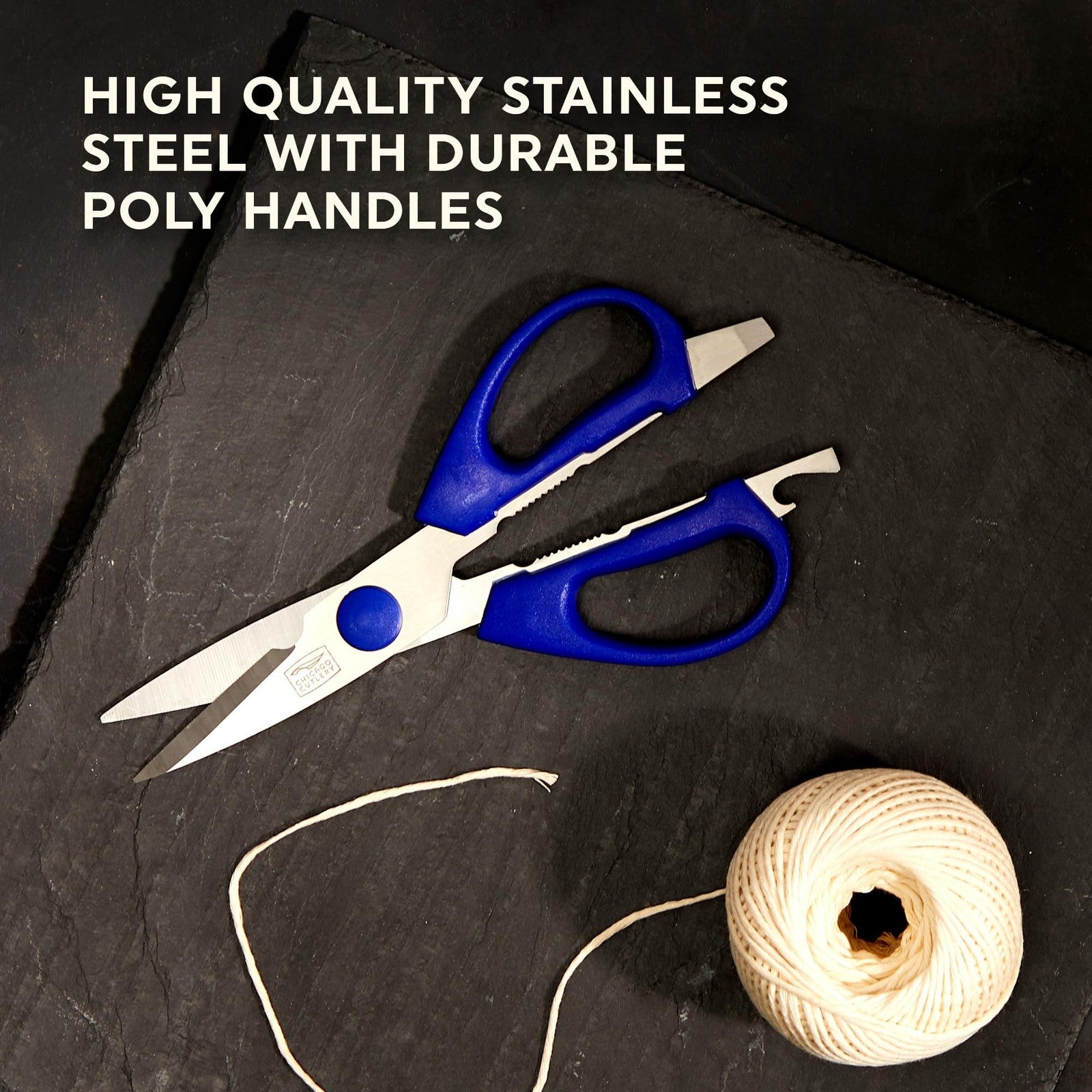 Versatile 2-Pack Kitchen Scissors, Soft Grip & Built-In Bottle Opener