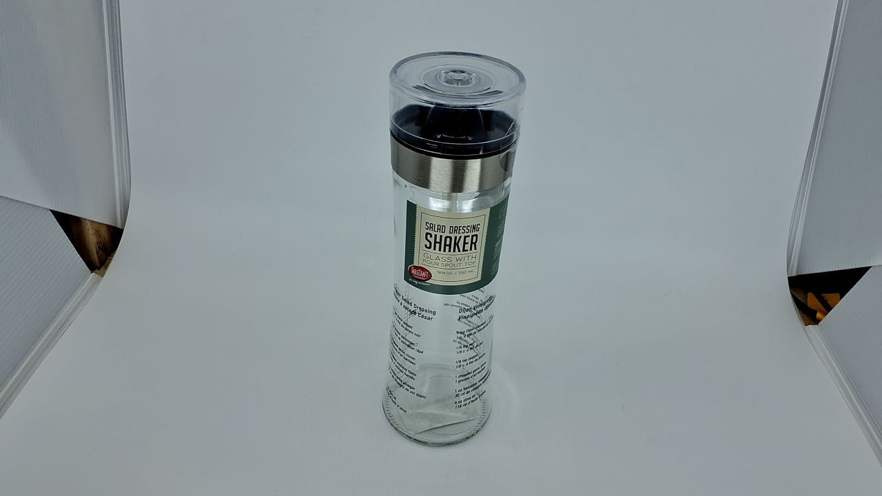 Clear Glass Salad Dressing Shaker w/ Leak-Proof Spout, 10.08in
