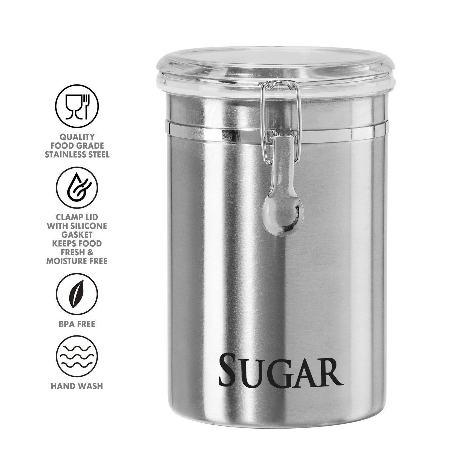 Oggi 62 Oz Sugar Canister - Airtight Stainless Steel Container