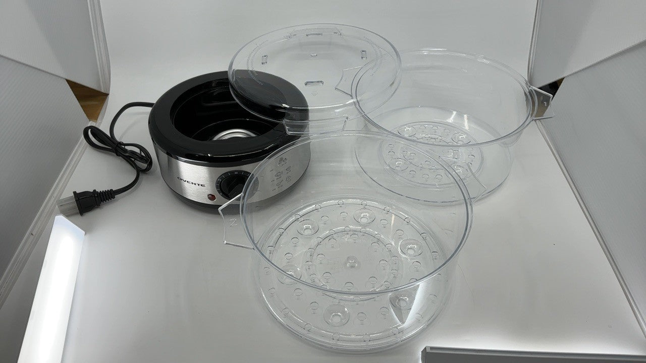 Electric Food Steamer, 2-Tier, 400W, 60-Min Timer, Stainless Steel, Silver