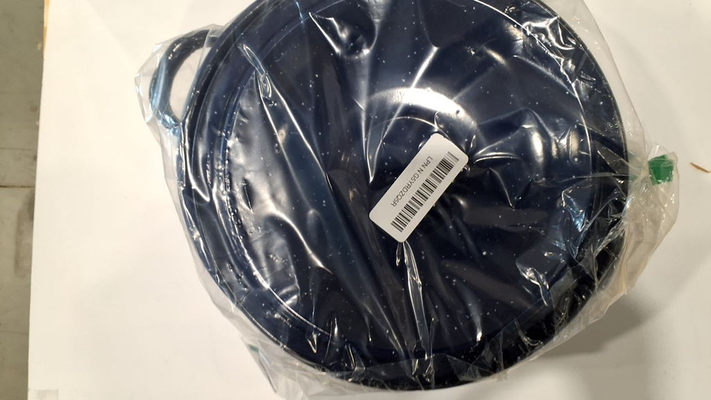 6Qt Blue Enamel Stock Pot w/ Lid - Durable Steel Kitchen Cookware