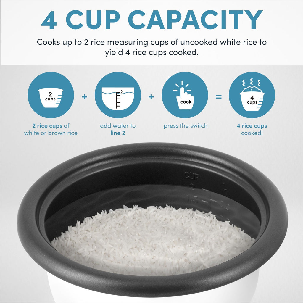 Aroma Mini Grain Cooker 2-Cup Uncooked 4-Cup Cooked Milk Tea Color