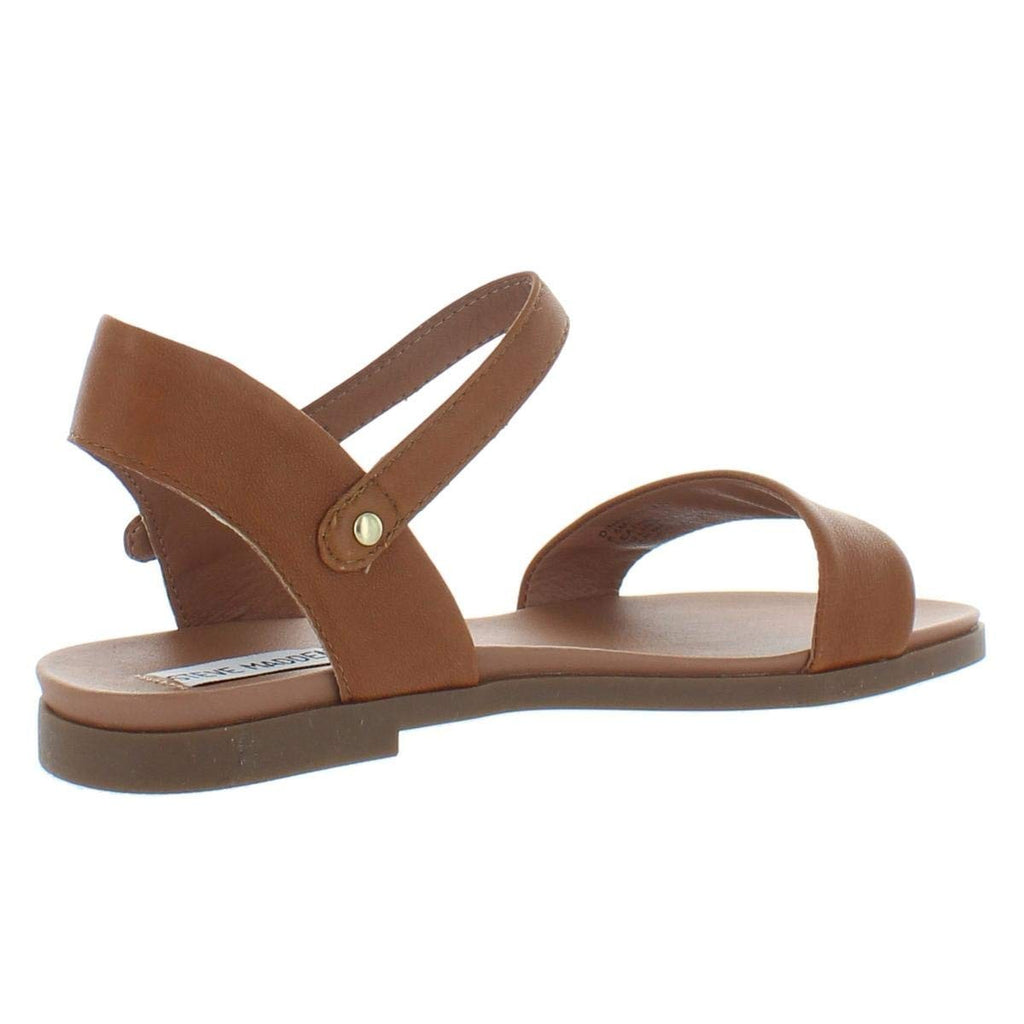 Steve Madden Women's DINA Flat Sandal, tan Leather, 9