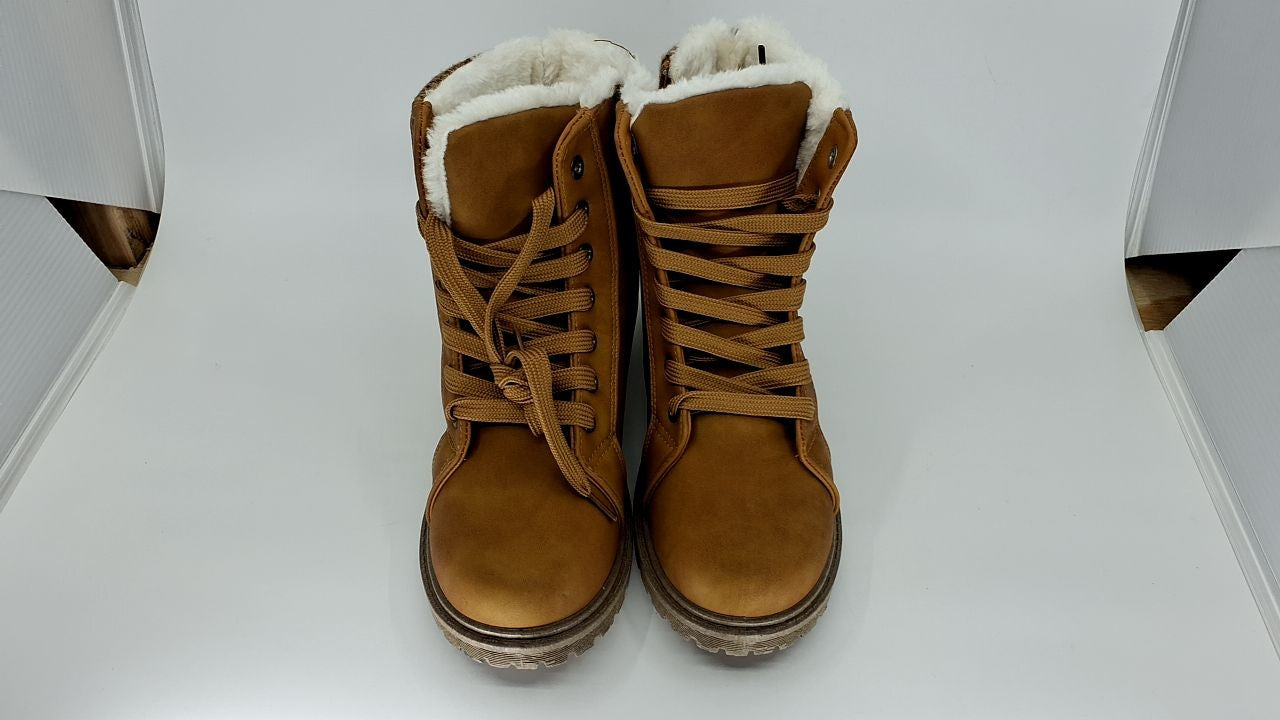Womens Winter Snow Boots Fur Lined Ankle Boots Brown US7