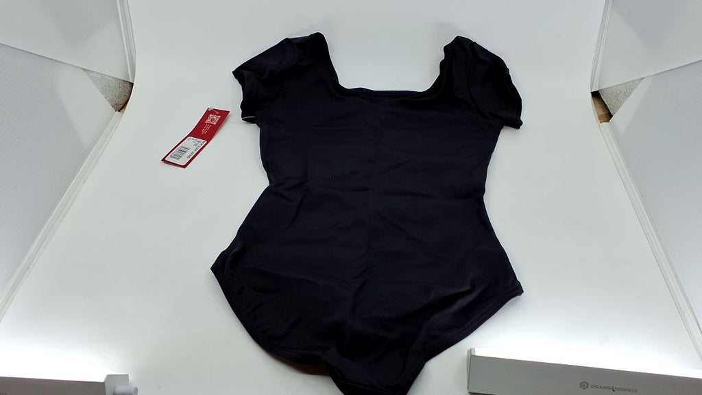 Capezio girls Team Basic Short Sleeve athletic leotards, Black, 8 10 US
