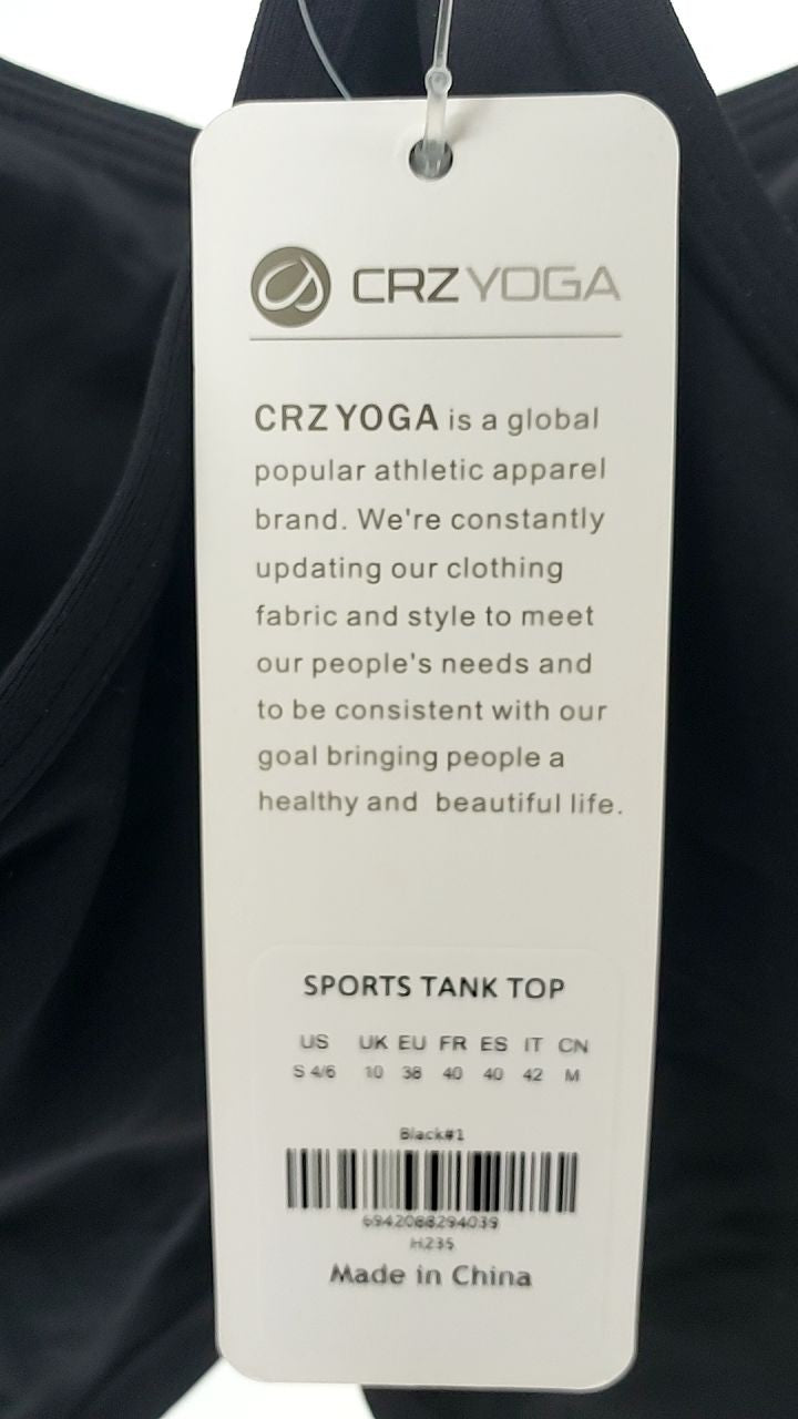 CRZ YOGA Butterluxe Y Back Crop Tank Black Small Sports Bra