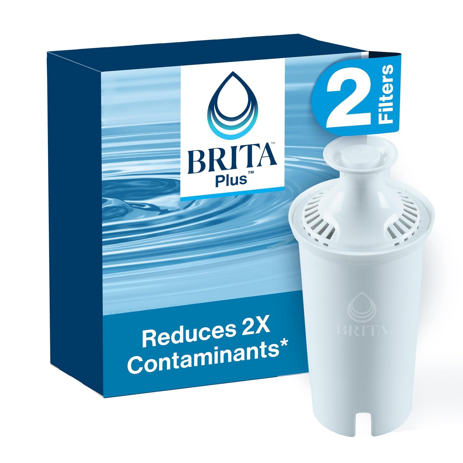 BPA-Free Brita Plus Water Filter, 2 Count, Lasts 2 Months, Fits Pitchers