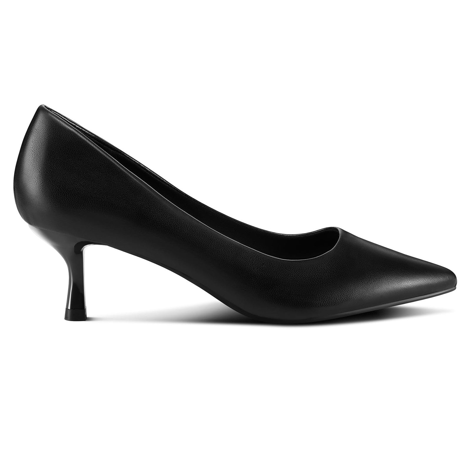 Women’s Black PU Kitten Heels 2 Inch Closed Toe Pumps Size 9.5