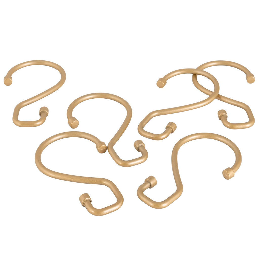 Multipurpose S-Hook Rings - 12 Pack Satin Gold for Curtains & More