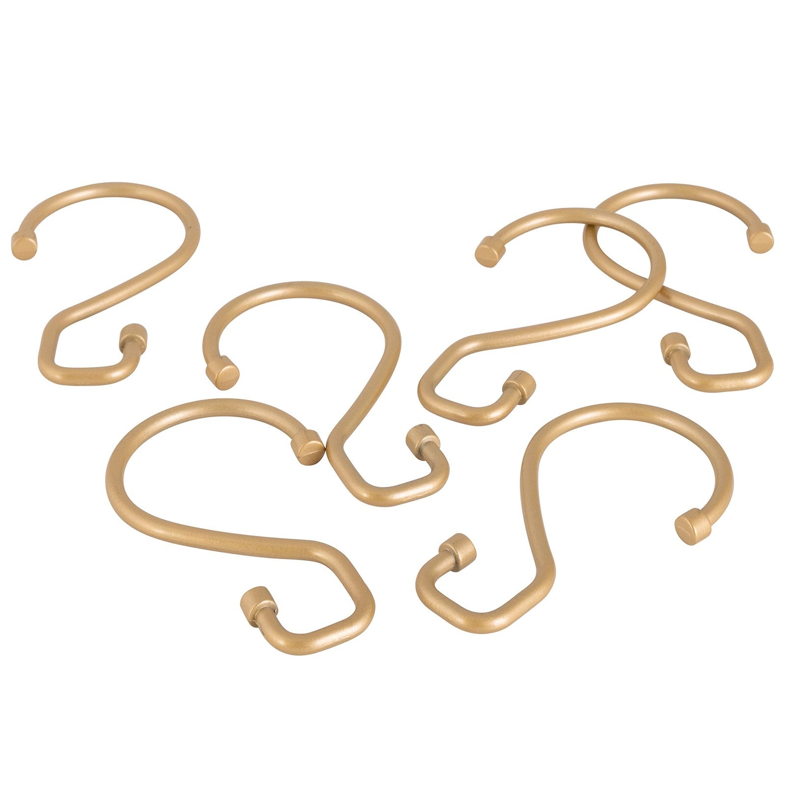 Multipurpose S-Hook Rings - 12 Pack Satin Gold for Curtains & More