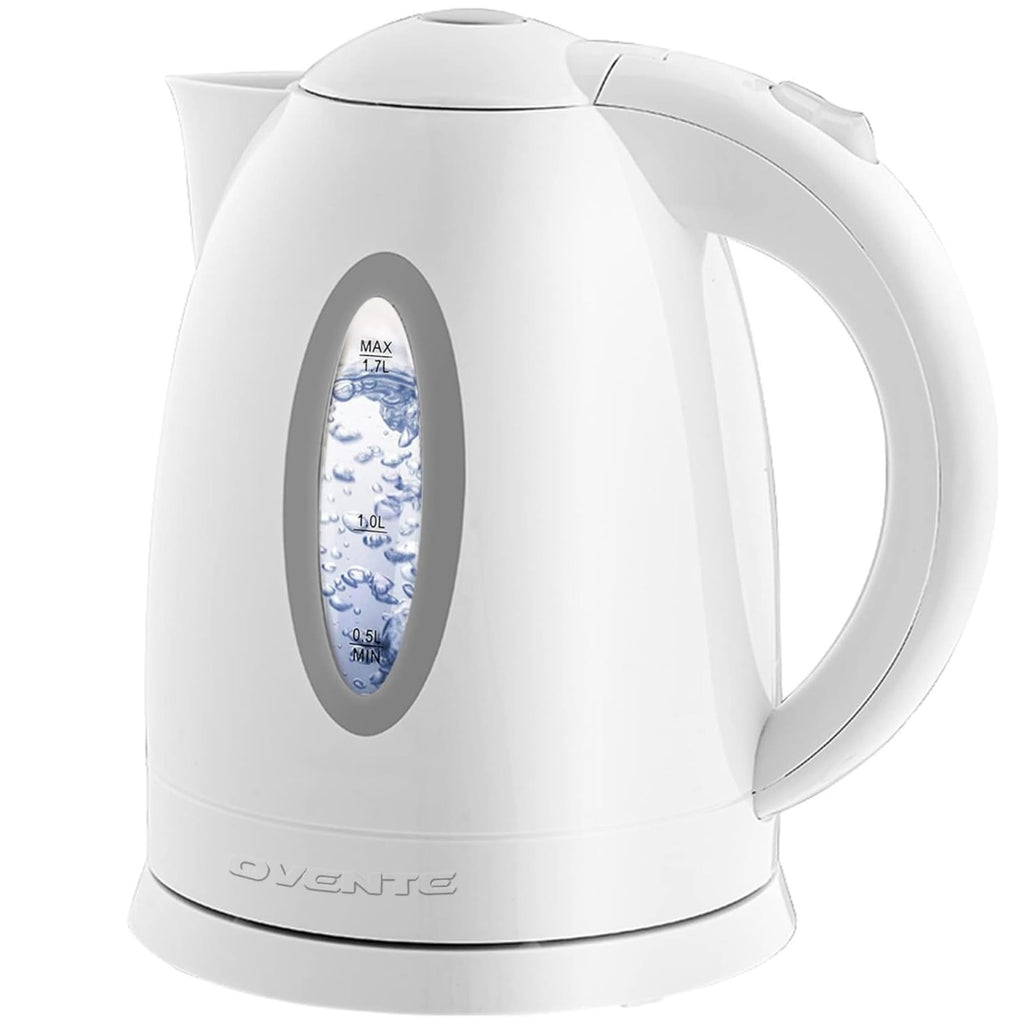 1.7L OVENTE Electric Kettle w/ Auto Shut-Off & Removable Filter White