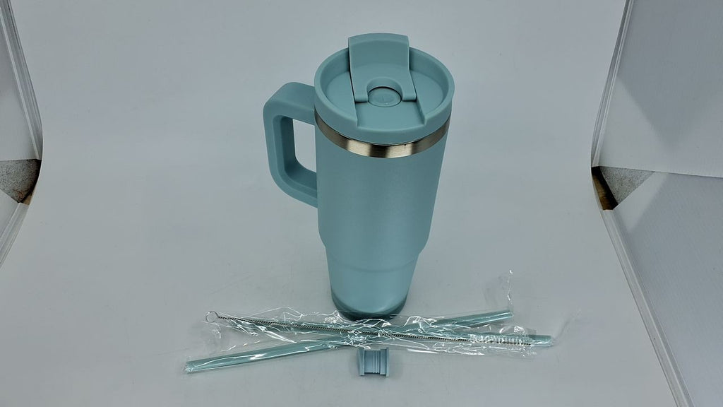 BJPKPK 30 Oz Insulated Tumbler w/ Handle, Stainless Steel, Blue Haze