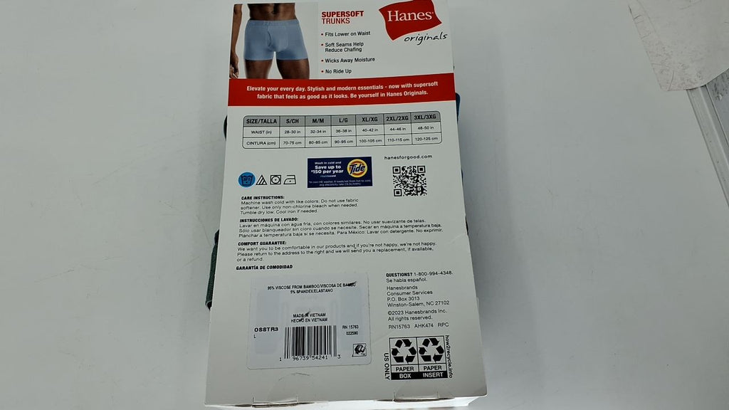 Men's Boxer Briefs, SuperSoft Trunks, Viscose Bamboo, 3-Pack, Large