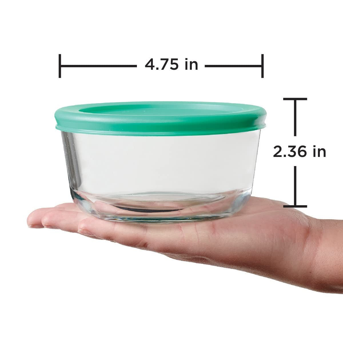 Set of 4 2 Cup Glass Containers w/ Mint Lids for Food Storage