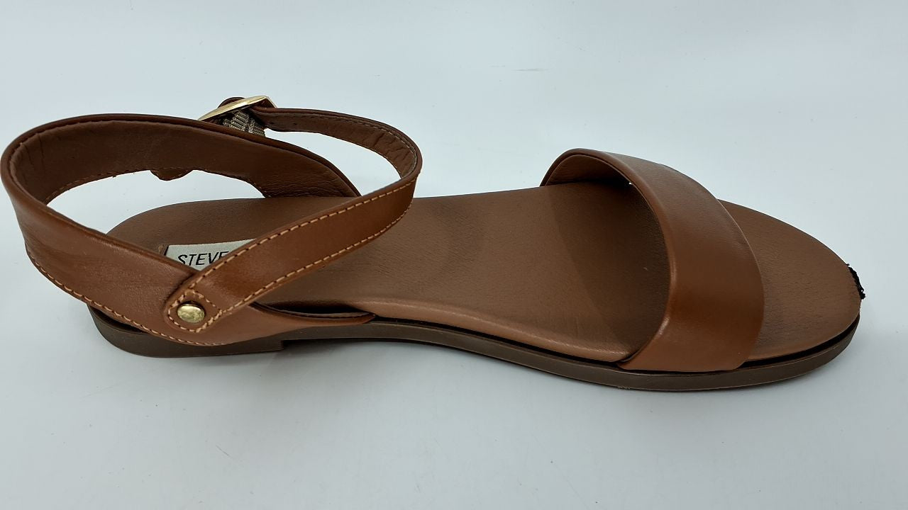Steve Madden Women's DINA Flat Sandal, tan Leather, 9