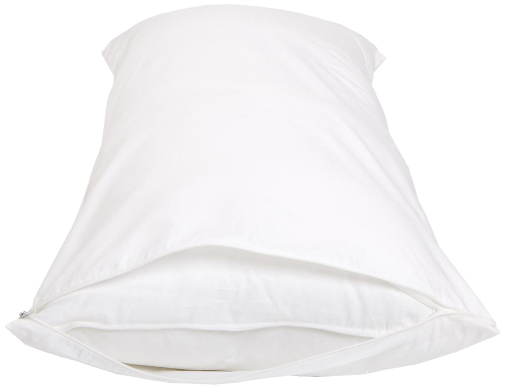 White Cotton Body Pillow Pillowcase, 55x21 In, Zipper Closure, Hypoallergenic