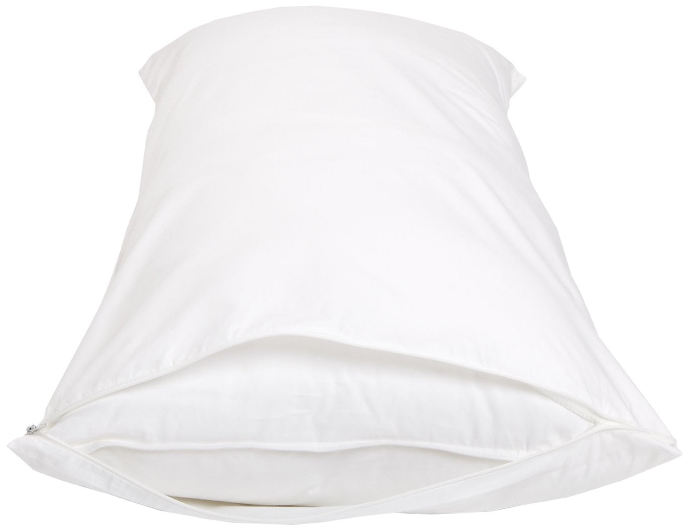 White Cotton Body Pillow Pillowcase, 55x21 In, Zipper Closure, Hypoallergenic