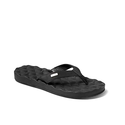 Womens Reef Dreams Flip Flops, Black/Black, Size 8, Memory Foam Cushion