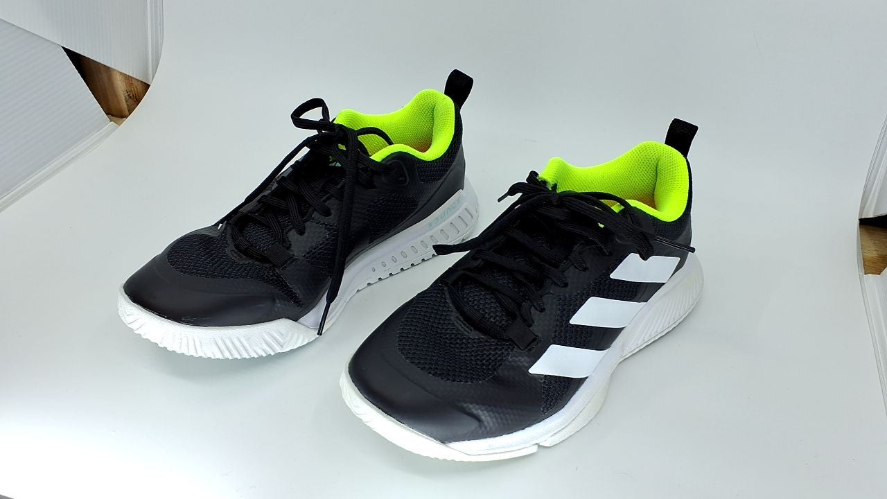 adidas Women's Court Team Bounce 2.0 Sneaker, Core Black/White/Flash Aqua, 6