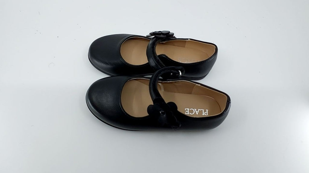 Closed Toe Maryjane Flats for Girls, Black Flower, Toddler Size 10