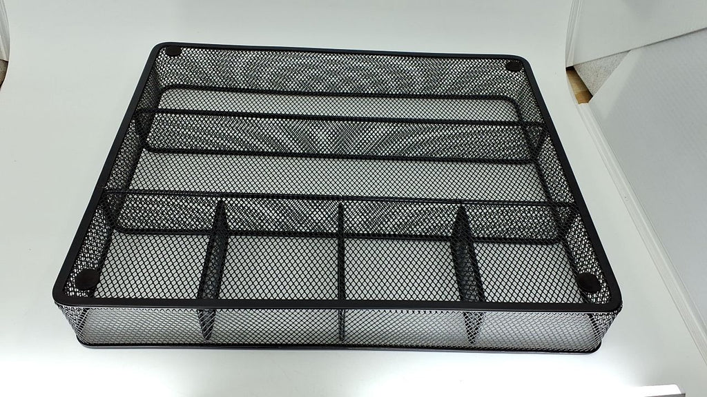 Black Mesh Drawer Organizer, 6 Compartments, Office Supplies