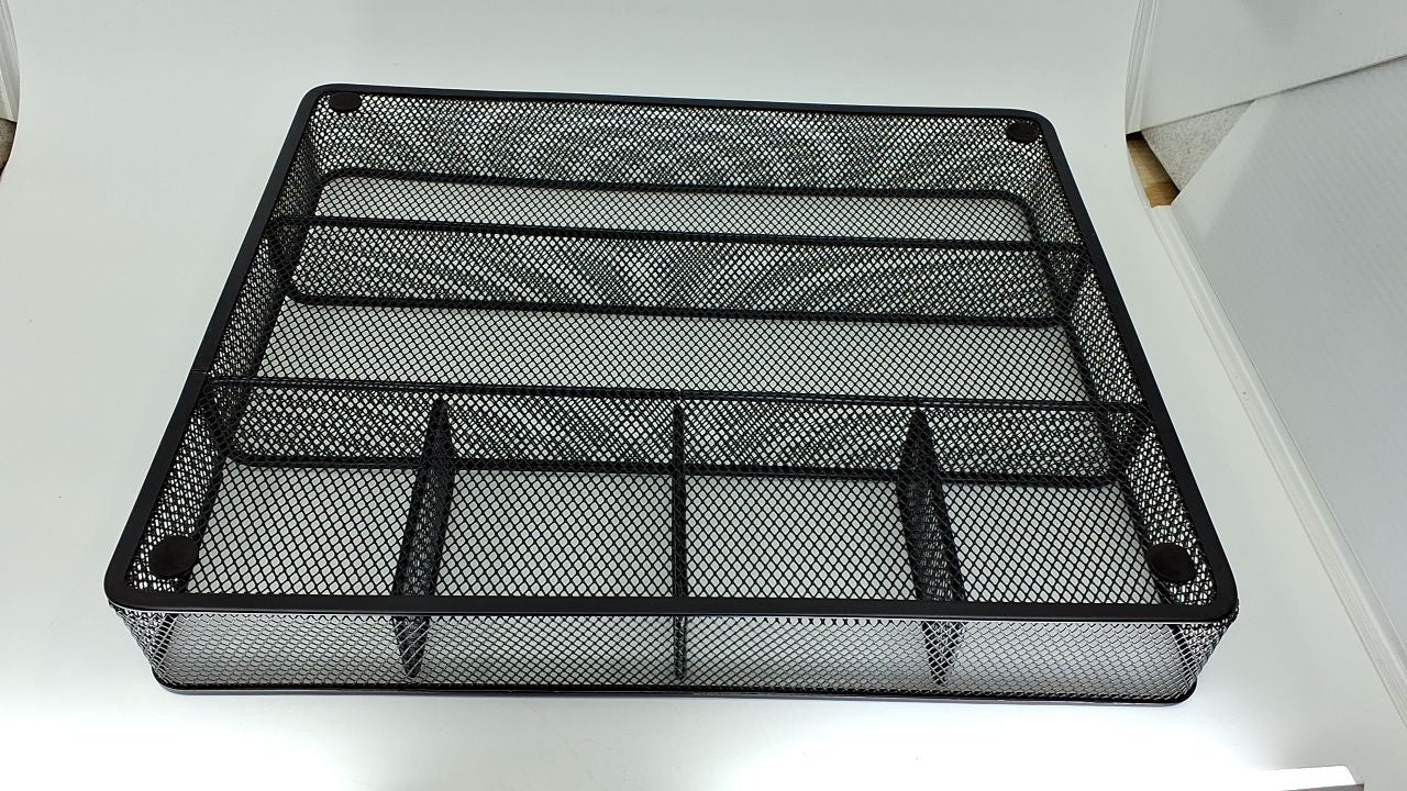 Black Mesh Drawer Organizer, 6 Compartments, Office Supplies