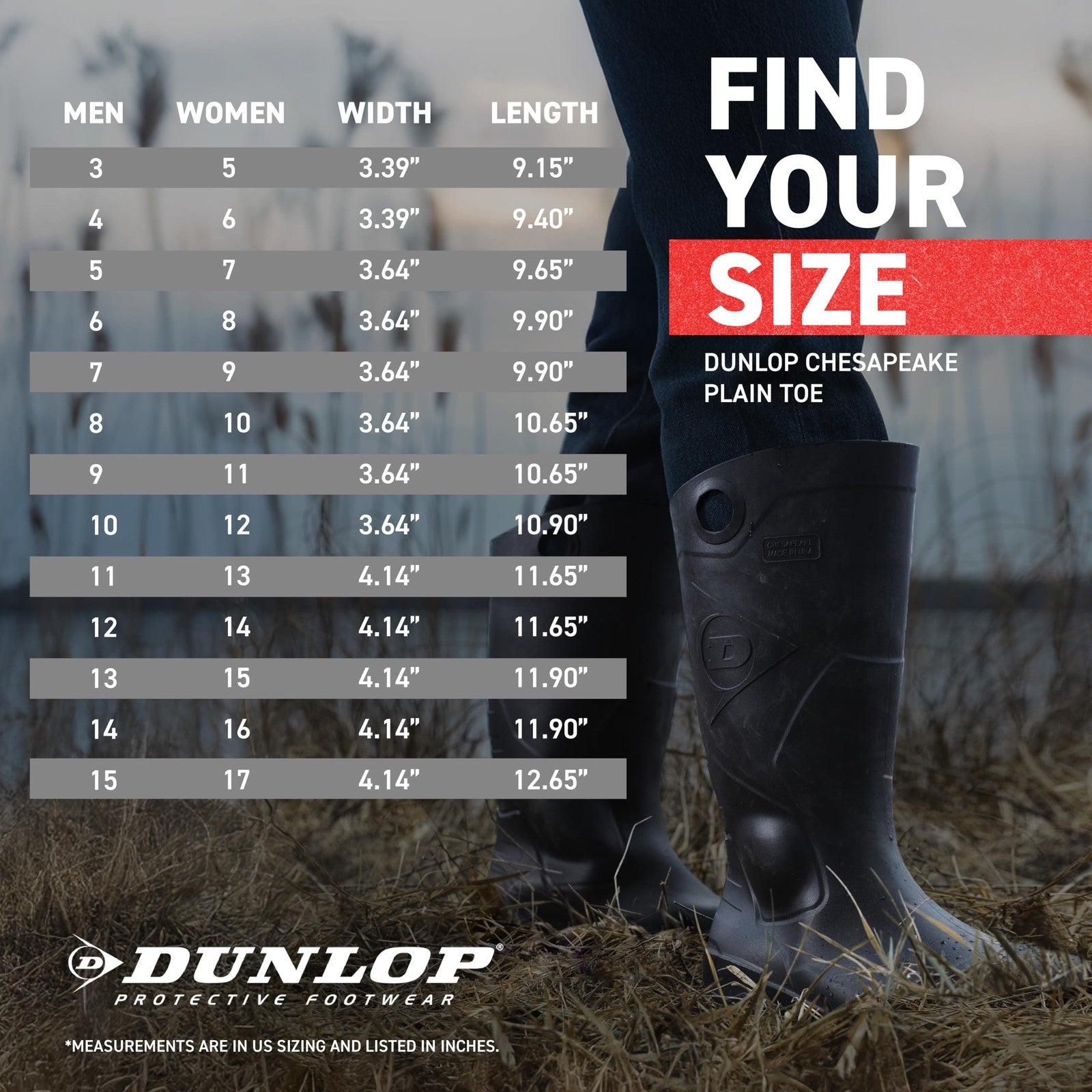 Dunlop Chesapeake Boots, Size 8 Black, Lightweight & Waterproof