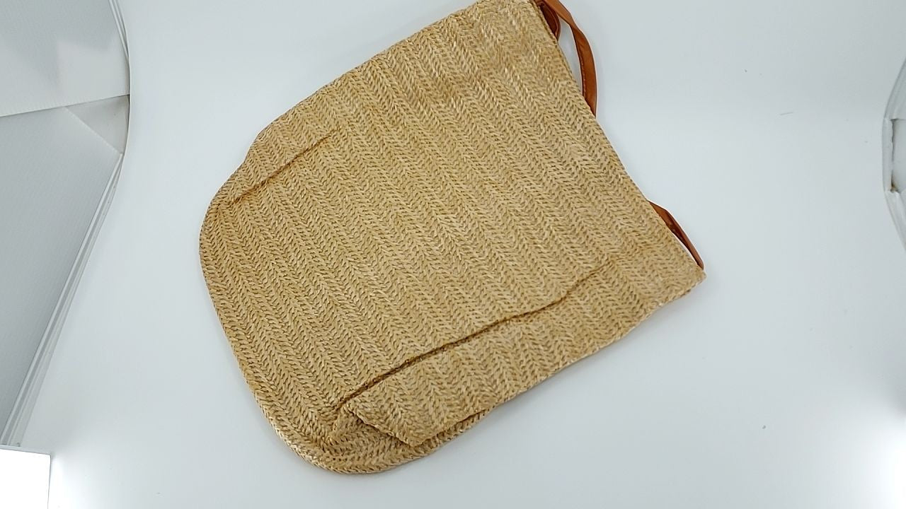 Versatile Khaki Straw Purse, Lightweight Beach Tote Bag for Women